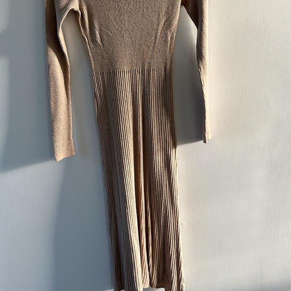 MNG ribbed knit turtleneck dress in tan color size Small - Picture 9 of 9